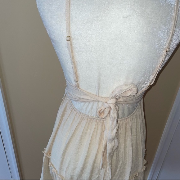 Beige Crochet Top Backless Mini Beach Coverup Dress - Picture 5 of 11